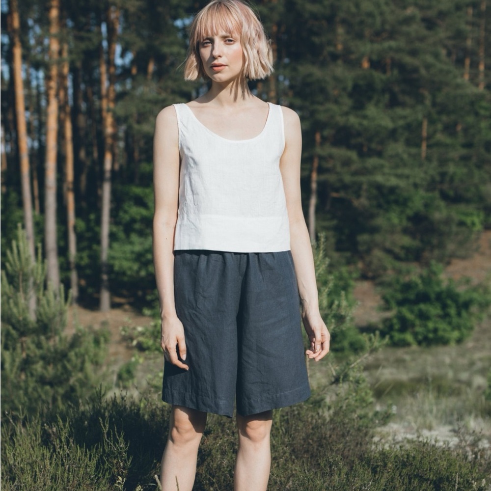 [linenfox] black linen hike shorts